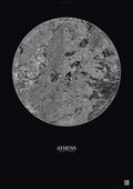 Affiche Athens – Poster vue satellite | Gravura – Fond foncé