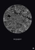 Affiche Bucharest – Poster vue satellite | Gravura – Fond foncé