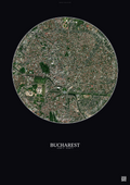 Affiche Bucharest – Poster vue satellite | Gravura – Fond foncé