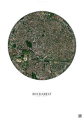 Affiche Bucharest – Poster vue satellite | Gravura – Fond clair