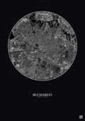 Affiche Bucharest – Poster vue satellite | Gravura – Fond foncé