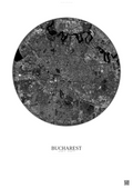 Affiche Bucharest – Poster vue satellite | Gravura – Fond clair