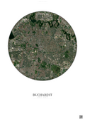 Affiche Bucharest – Poster vue satellite | Gravura – Fond clair