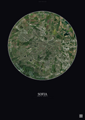 Affiche Sofia – Poster vue satellite | Gravura – Fond foncé