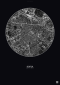 Affiche Sofia – Poster vue satellite | Gravura – Fond foncé