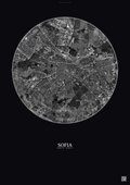 Affiche Sofia – Poster vue satellite | Gravura – Fond foncé