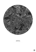 Affiche Sofia – Poster vue satellite | Gravura – Fond clair