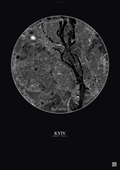 Affiche Kyiv – Poster vue satellite | Gravura – Fond foncé