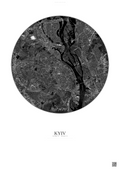 Affiche Kyiv – Poster vue satellite | Gravura – Fond clair