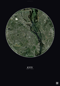Affiche Kyiv – Poster vue satellite | Gravura – Fond foncé