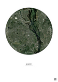 Affiche Kyiv – Poster vue satellite | Gravura – Fond clair