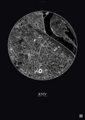 Affiche Kyiv – Poster vue satellite | Gravura – Fond foncé