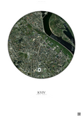 Affiche Kyiv – Poster vue satellite | Gravura – Fond clair