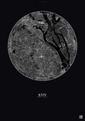 Affiche Kyiv – Poster vue satellite | Gravura – Fond foncé