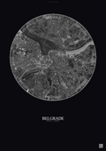 Affiche Belgrade – Poster vue satellite | Gravura – Fond foncé