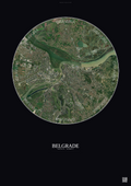 Affiche Belgrade – Poster vue satellite | Gravura – Fond foncé