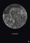Affiche Belgrade – Poster vue satellite | Gravura – Fond foncé