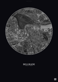 Affiche Belgrade – Poster vue satellite | Gravura – Fond foncé