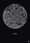 Affiche Minsk – Poster vue satellite | Gravura – Fond foncé