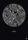Affiche Minsk – Poster vue satellite | Gravura – Fond foncé