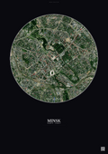 Affiche Minsk – Poster vue satellite | Gravura – Fond foncé