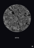 Affiche Minsk – Poster vue satellite | Gravura – Fond foncé