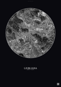Affiche Ljubljana – Poster vue satellite | Gravura – Fond foncé