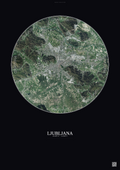 Affiche Ljubljana – Poster vue satellite | Gravura – Fond foncé