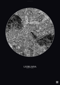 Affiche Ljubljana – Poster vue satellite | Gravura – Fond foncé