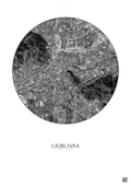 Affiche Ljubljana – Poster vue satellite | Gravura – Fond clair