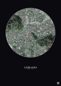 Affiche Ljubljana – Poster vue satellite | Gravura – Fond foncé