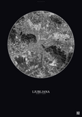 Affiche Ljubljana – Poster vue satellite | Gravura – Fond foncé