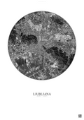 Affiche Ljubljana – Poster vue satellite | Gravura – Fond clair