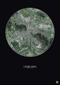 Affiche Ljubljana – Poster vue satellite | Gravura – Fond foncé