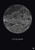 Affiche City Of Zagreb – Poster vue satellite | Gravura – Fond foncé