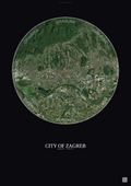 Affiche City Of Zagreb – Poster vue satellite | Gravura – Fond foncé