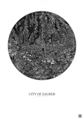 Affiche City Of Zagreb – Poster vue satellite | Gravura – Fond clair