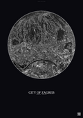 Affiche City Of Zagreb – Poster vue satellite | Gravura – Fond foncé