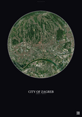 Affiche City Of Zagreb – Poster vue satellite | Gravura – Fond foncé