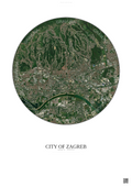 Affiche City Of Zagreb – Poster vue satellite | Gravura – Fond clair