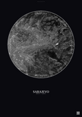 Affiche Sarajevo – Poster vue satellite | Gravura – Fond foncé