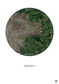 Affiche Sarajevo – Poster vue satellite | Gravura – Fond clair