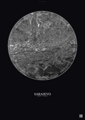 Affiche Sarajevo – Poster vue satellite | Gravura – Fond foncé