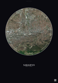 Affiche Sarajevo – Poster vue satellite | Gravura – Fond foncé