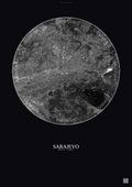 Affiche Sarajevo – Poster vue satellite | Gravura – Fond foncé