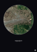 Affiche Sarajevo – Poster vue satellite | Gravura – Fond foncé