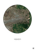 Affiche Sarajevo – Poster vue satellite | Gravura – Fond clair