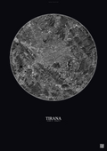 Affiche Tirana – Poster vue satellite | Gravura – Fond foncé