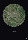 Affiche Tirana – Poster vue satellite | Gravura – Fond foncé