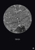 Affiche Tirana – Poster vue satellite | Gravura – Fond foncé